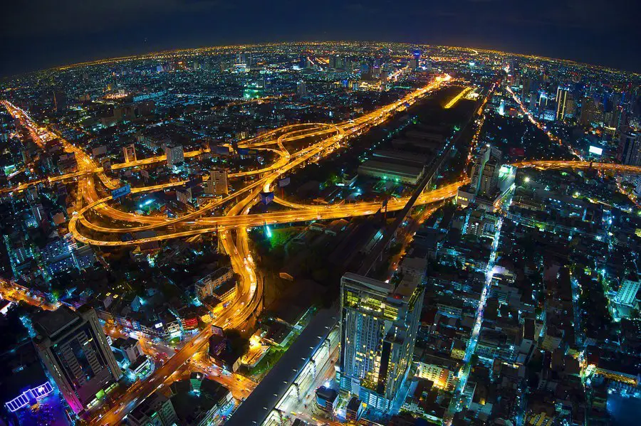 Road junction in Bangkok, Thailand