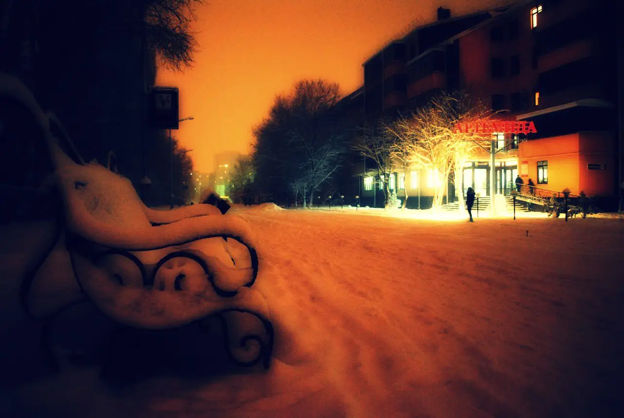 Cozy snowy day in Volgodonsk, Russia