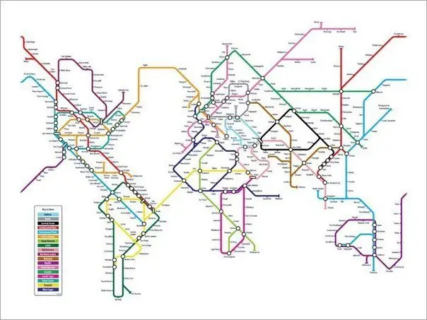 World map as a metro map