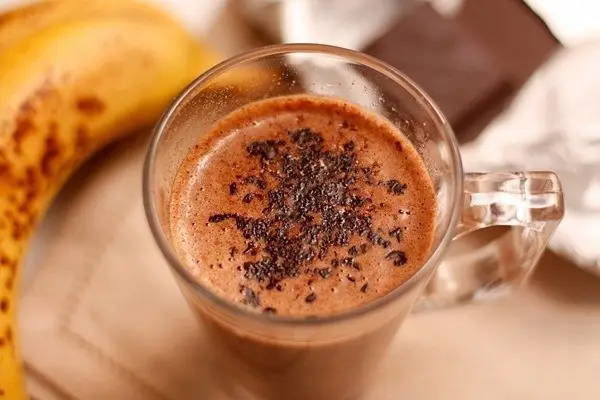 Hot banana cocktail with chocolate
