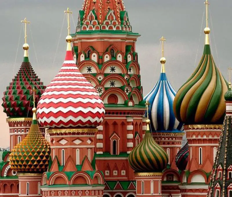 The cupolas of St. Basil's Cathedral in Moscow, Russia