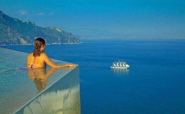 Swimming pool at the Hotel Monastero Santa Rosa, Italy