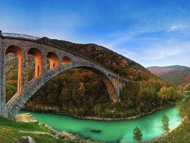 One of the most famous bridges in Slovenia is the Solkan Bridge.