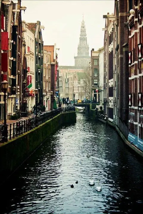 The canal in Amsterdam, the Netherlands.