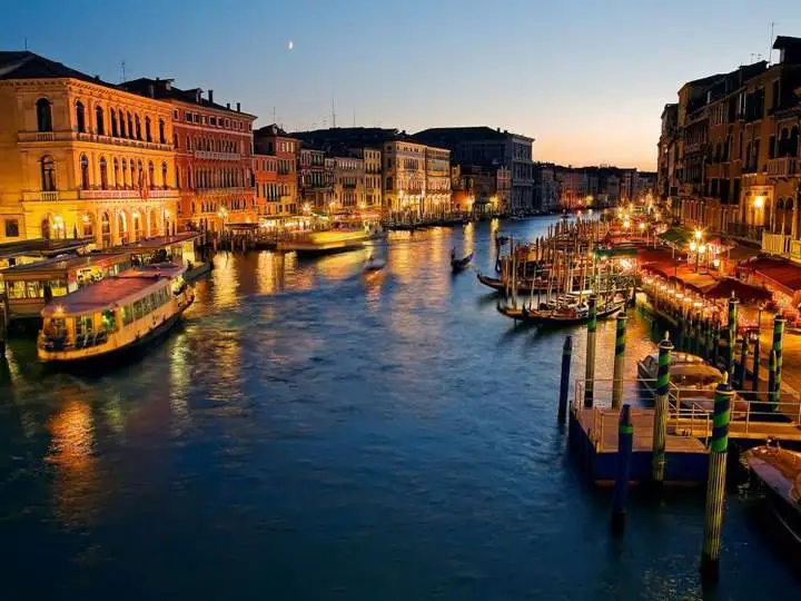 View from the Rialto Bridge in Venice, Italy.