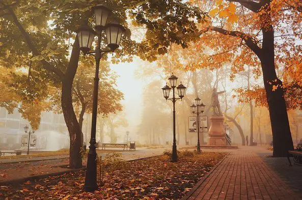 Autumn in Voronezh Street, Russia.