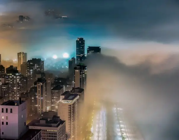 Fog over Chicago, Illinois