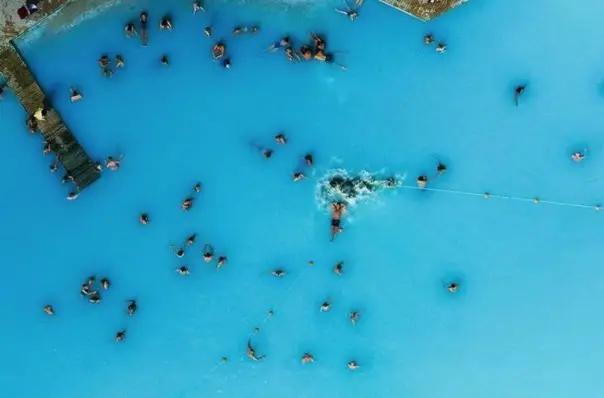 View of the geotermic resort of the Blue Lagoon, Grindavik