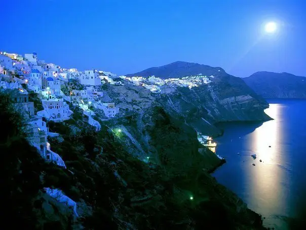 Night on the island of Santorini