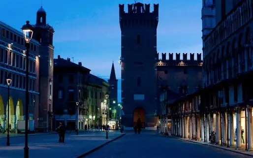 Street Ferrara night, Emilia-Romagna