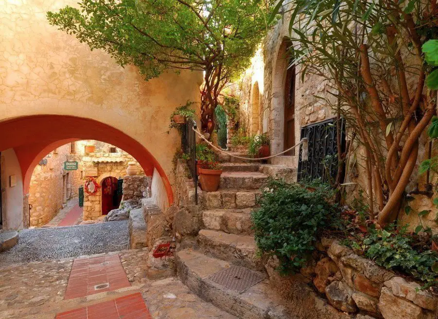 On the street of the medieval village of Eze, France
