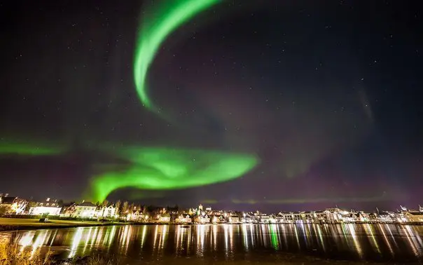 Northern Lights over Reykjavik, Iceland