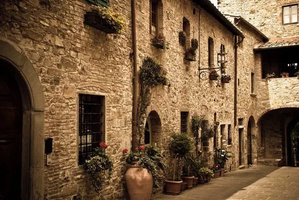 On the old street of San Donato Milanese, Italy
