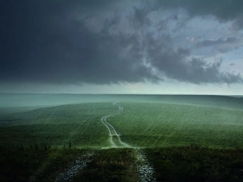 Rain in the field, Kansas, USA