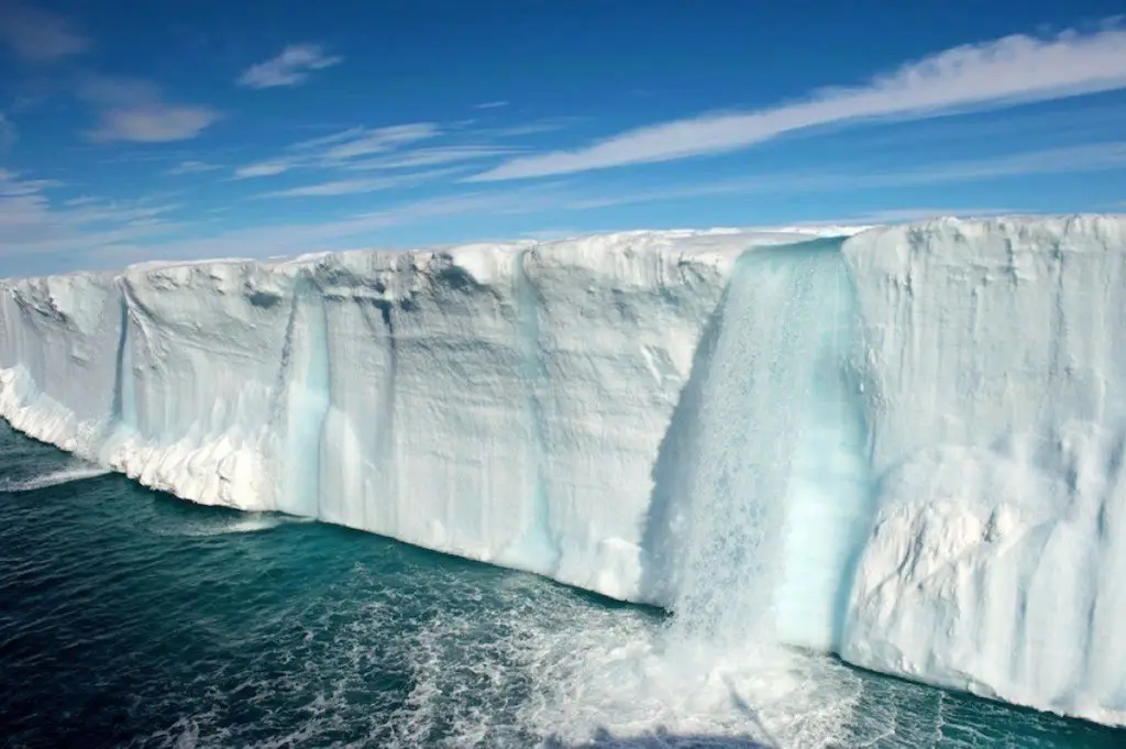 Waterfalls in the glaciers of the Svalbard Nature Reserve, Norway