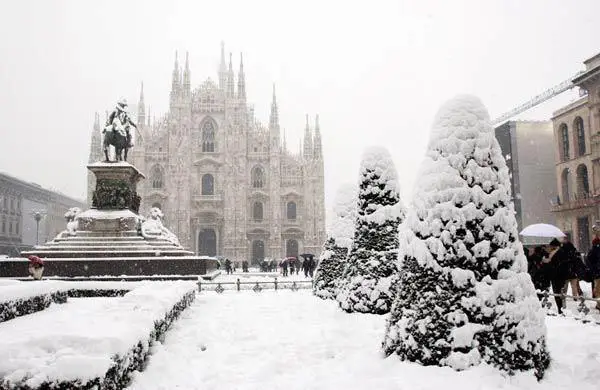 Winter Street in Milan, Italy