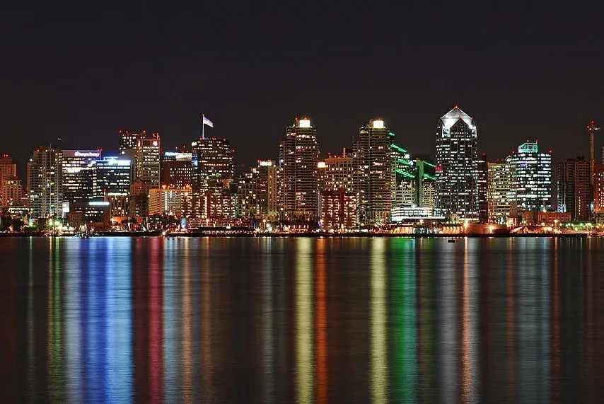 Night panorama of San Diego, California, USA