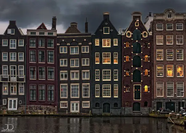 Houses in Amsterdam street, Netherlands