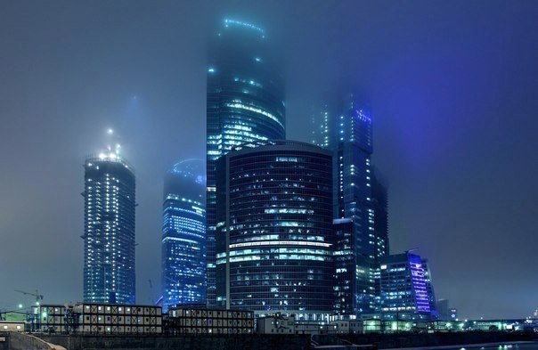 Москва-сіті вночі, Москва, Росія