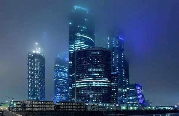 Москва-сіті вночі, Москва, Росія