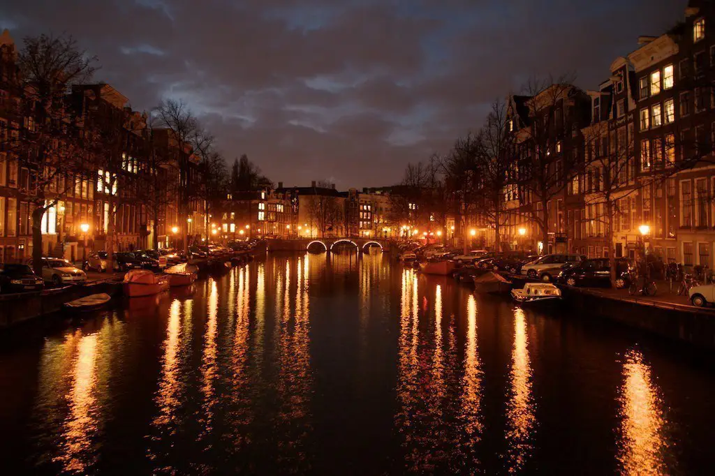 Amsterdam night street, Netherlands
