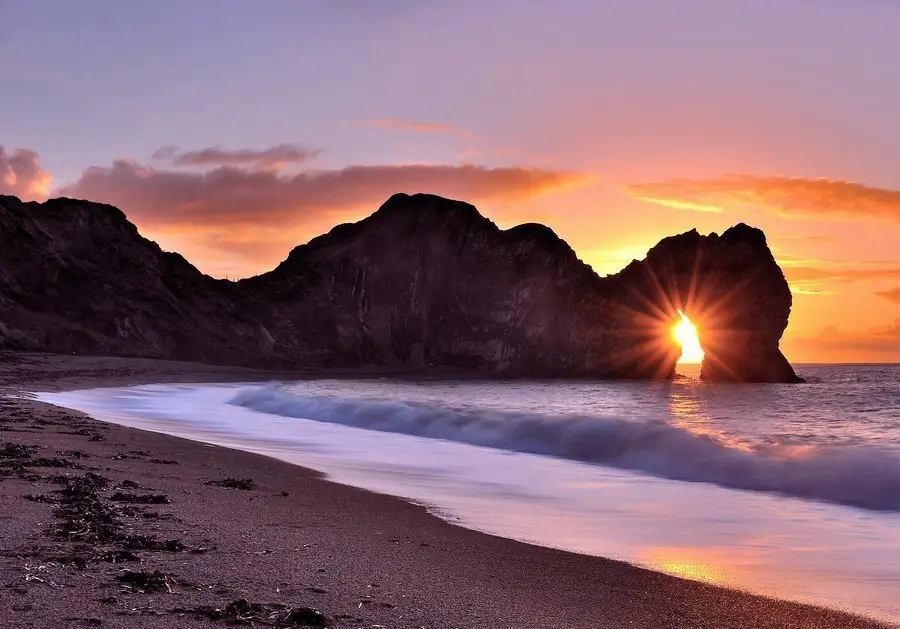 Sunset on the coast, Dorset, UK