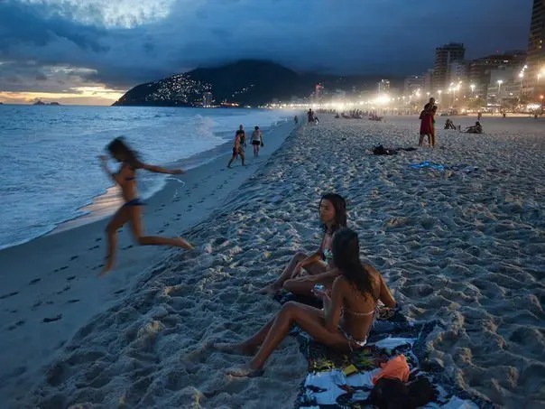 Evening on the beach of Rio de Janeiro, Brazil
