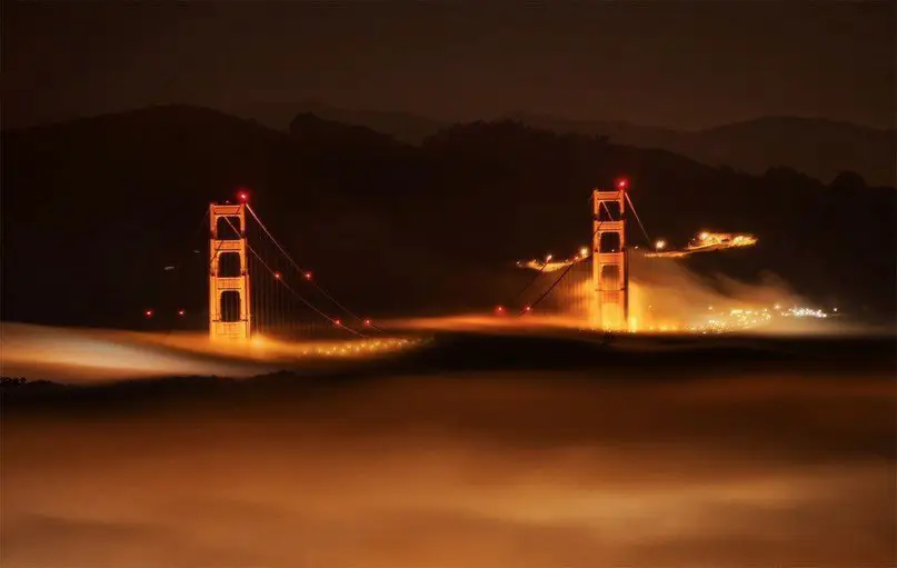 The Golden Gate Bridge in the Fog, San Francisco, California, USA