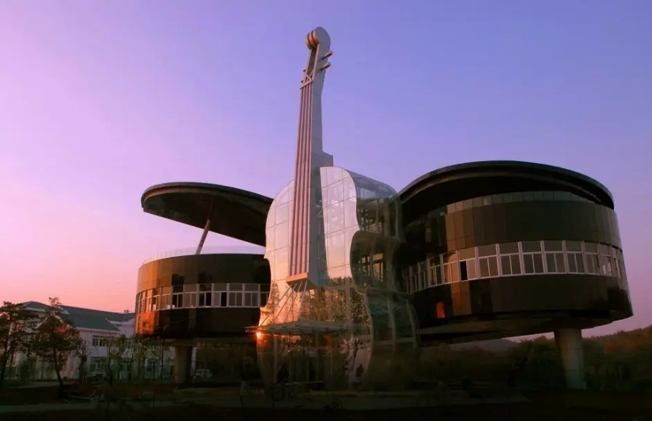 Grand piano house with a violin, Huainan, China
