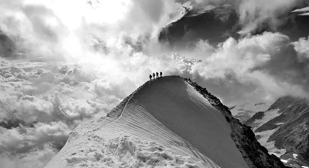 Mountaineers on the top of the mountain