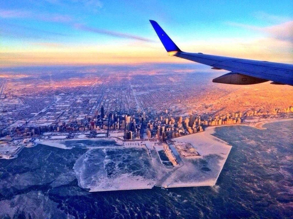 Рассвет над зимним Чикаго, США