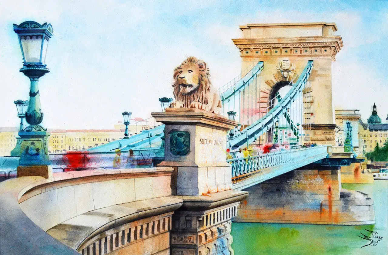 The Szechenyi Chain Bridge. Budapest