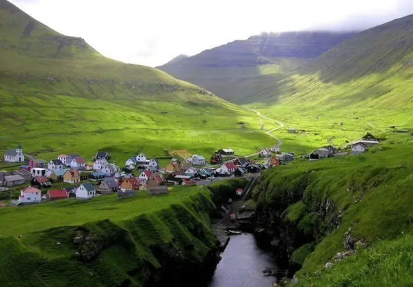 Village on the island of Eysturoy, Faroe Islands