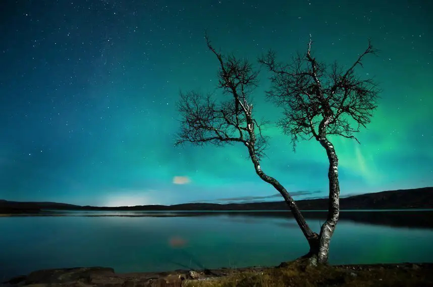 Night sky over the lake, Norway