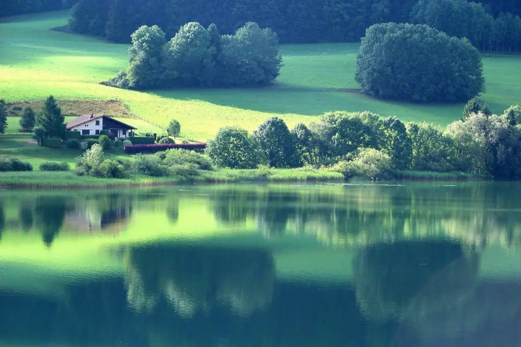 House on the shore of the lake, Franche-Comté, France