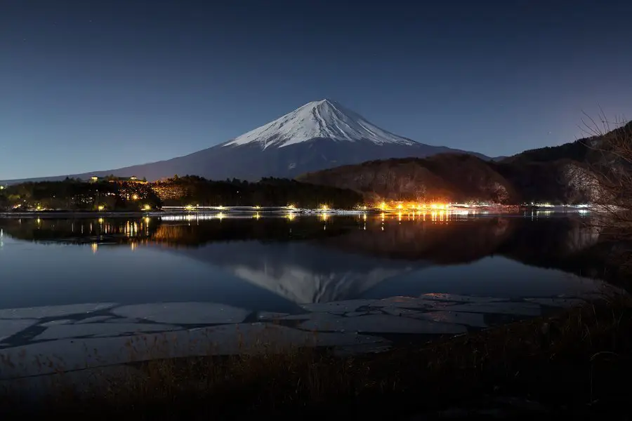 View of the evening Fujiyama, Honshu Island, Japan