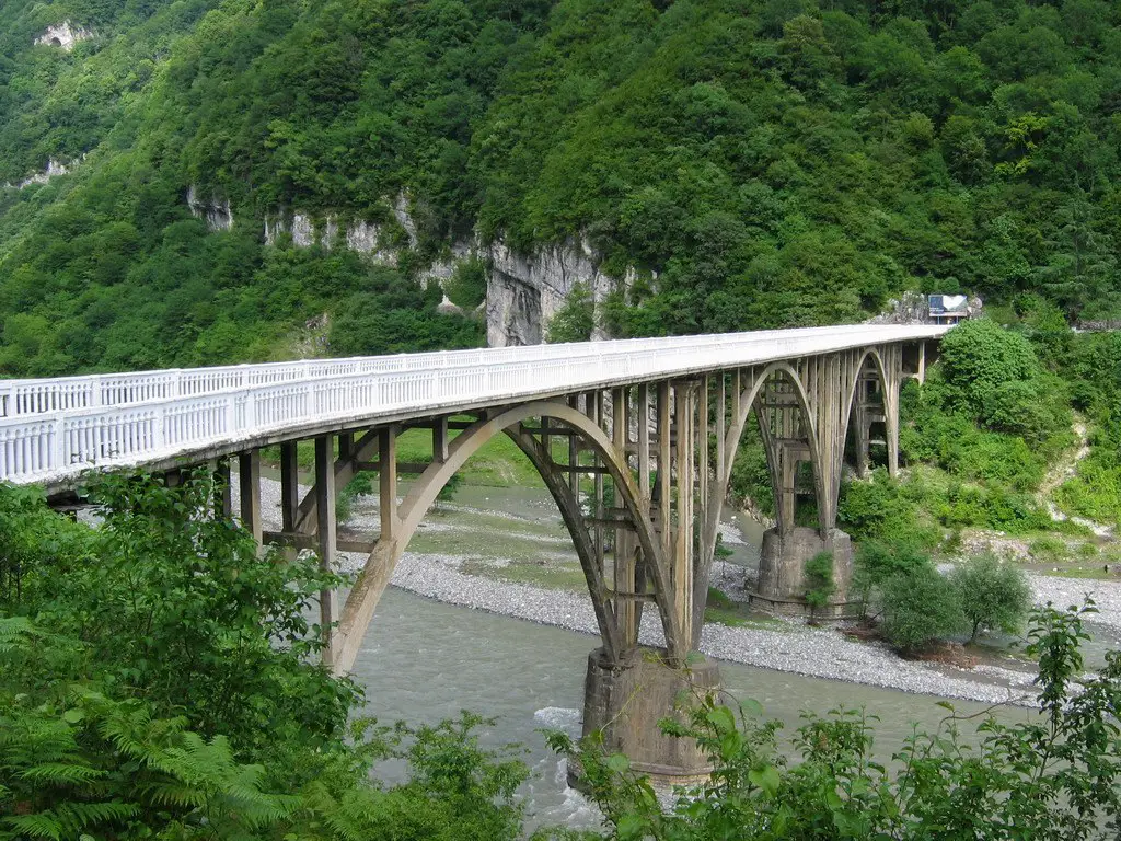A bridge across the Gumista River on the road to Sukhum. Republic of Abkhazia