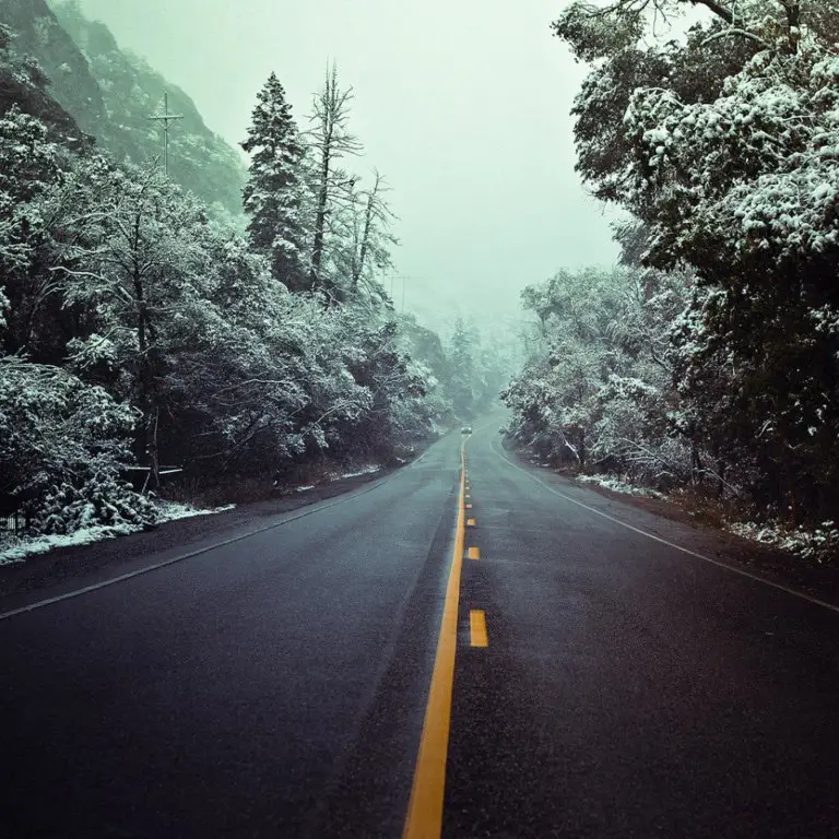 Snowy road in Utah, USA