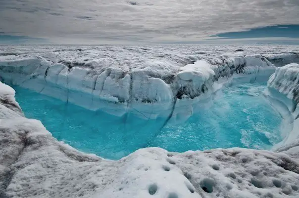 Blue river in the glacier, Greenland