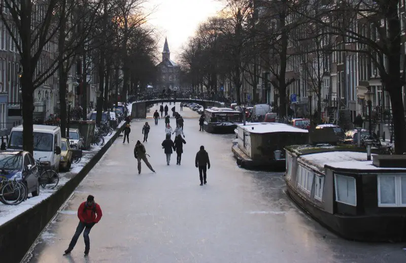 Frozen Canals of Amsterdam, Holland