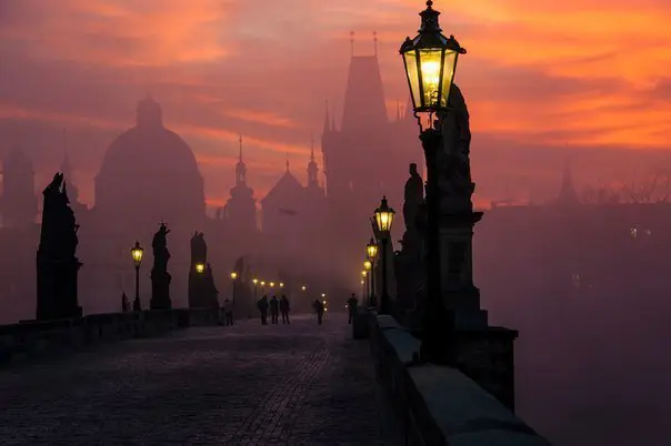 Evening Charles Bridge in Prague, Czech Republic