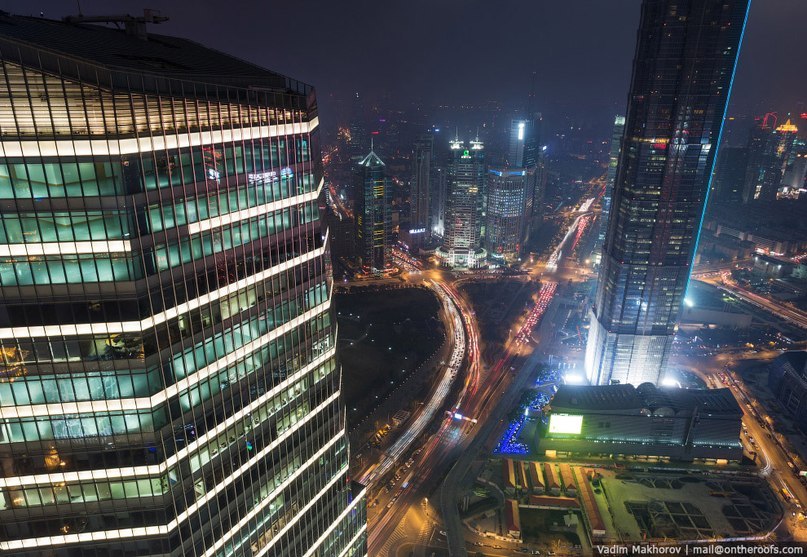 Ночной Шанхай с высоты