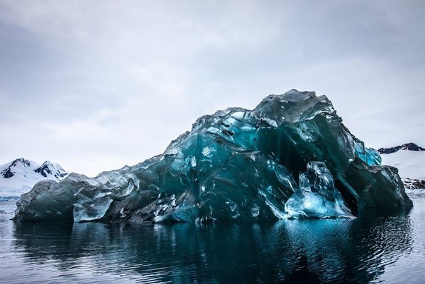 An inverted iceberg in the Antarctic.