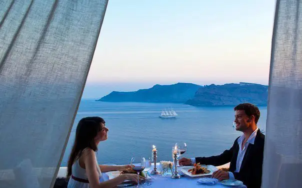 Romance of the island of Santorini, Greece