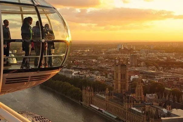 London from the Ferris wheel London Eye, UK