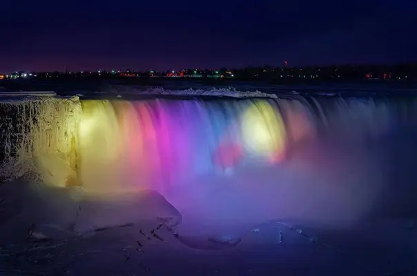 Night illumination at Niagara Falls