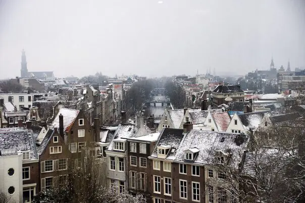 Walking through Amsterdam in winter