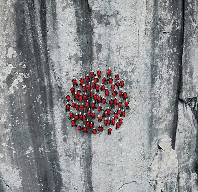 Hundreds of climbers climbed the Alps for epic photographs