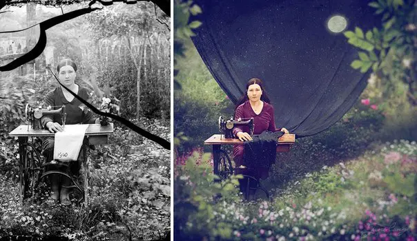 Художница превращает старинные фотографии в невероятно крутые иллюстрации