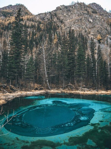Живое гейзерное озеро в глубине Алтайской республики